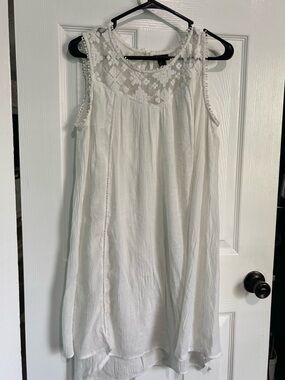 new directions White Sleeveless Lace Yoke Midi Dress
